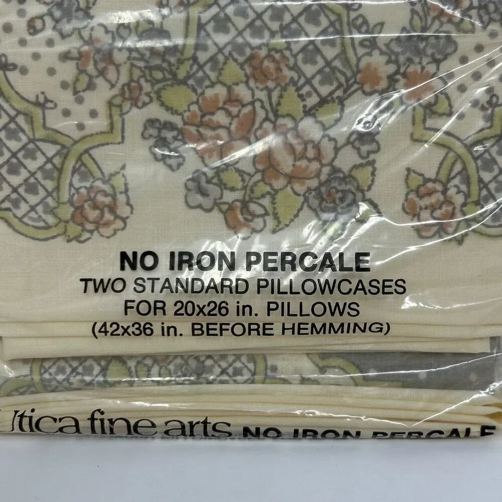 NEW Vtg No-Iron Percale Pilliwcases Set 2 Standard Size Utica fine arts JP Steve